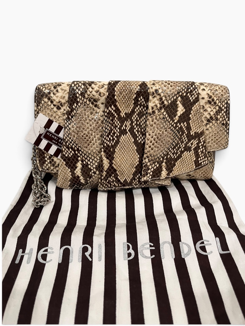 Henri Bendel "The Flutter" Snakeskin Print Wristlet Clutch NWT